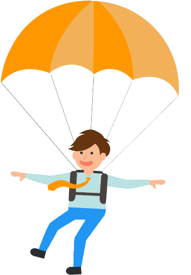 Researcher Skydiving To Land On The Research Question - Parachute Clipart Png (413x559)