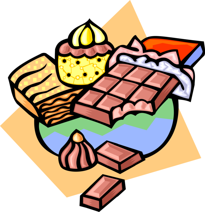 Vector Illustration Of Sweet Milk Chocolate Bar Candy - Clipart Junk Food (675x700)