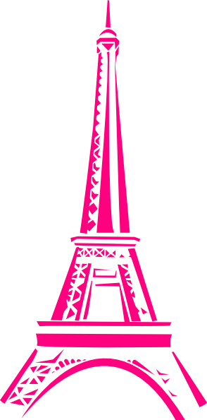Eiffel Tower Drawing Pink - Eiffel Tower Clip Art Pink (294x595)