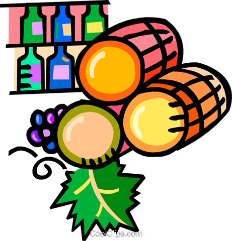 Barrels Of Wine With Wine Bottles Royalty Free Vector - Barrels Of Wine With Wine Bottles Royalty Free Vector (461x480)