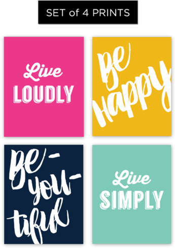 Live Loudly Quote Set Of 4 Prints - Poster (500x500)