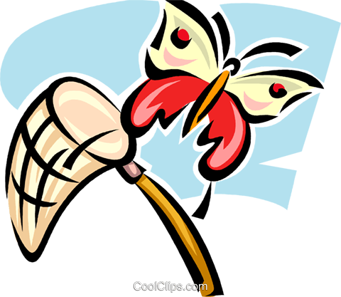 Butterfly And Net Royalty Free Vector Clip Art Illustration - Butterfly And Net Royalty Free Vector Clip Art Illustration (480x417)