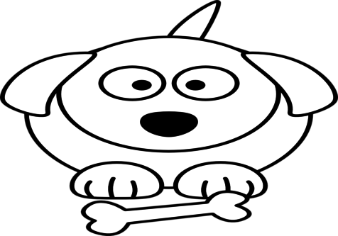 Cartoon Coloring, Animals Coloring Medium Size White - Cartoon Dog Black And White (476x333)