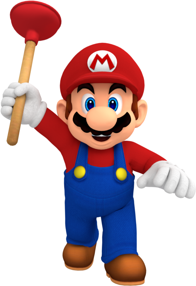 Mario Holding A Plunger By Nintega-dario - Super Mario Bros (764x1045)