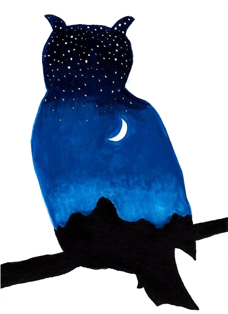 Owl Silhouette Watercolor Painting Clip Art - Owl Silhouette (500x702)