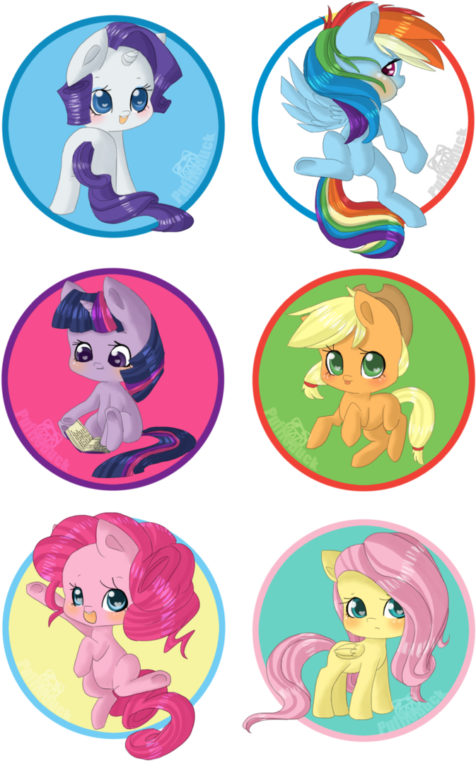 Mane Six Fillies By Puffleduck - Mane Six Filly Cute (729x1095)