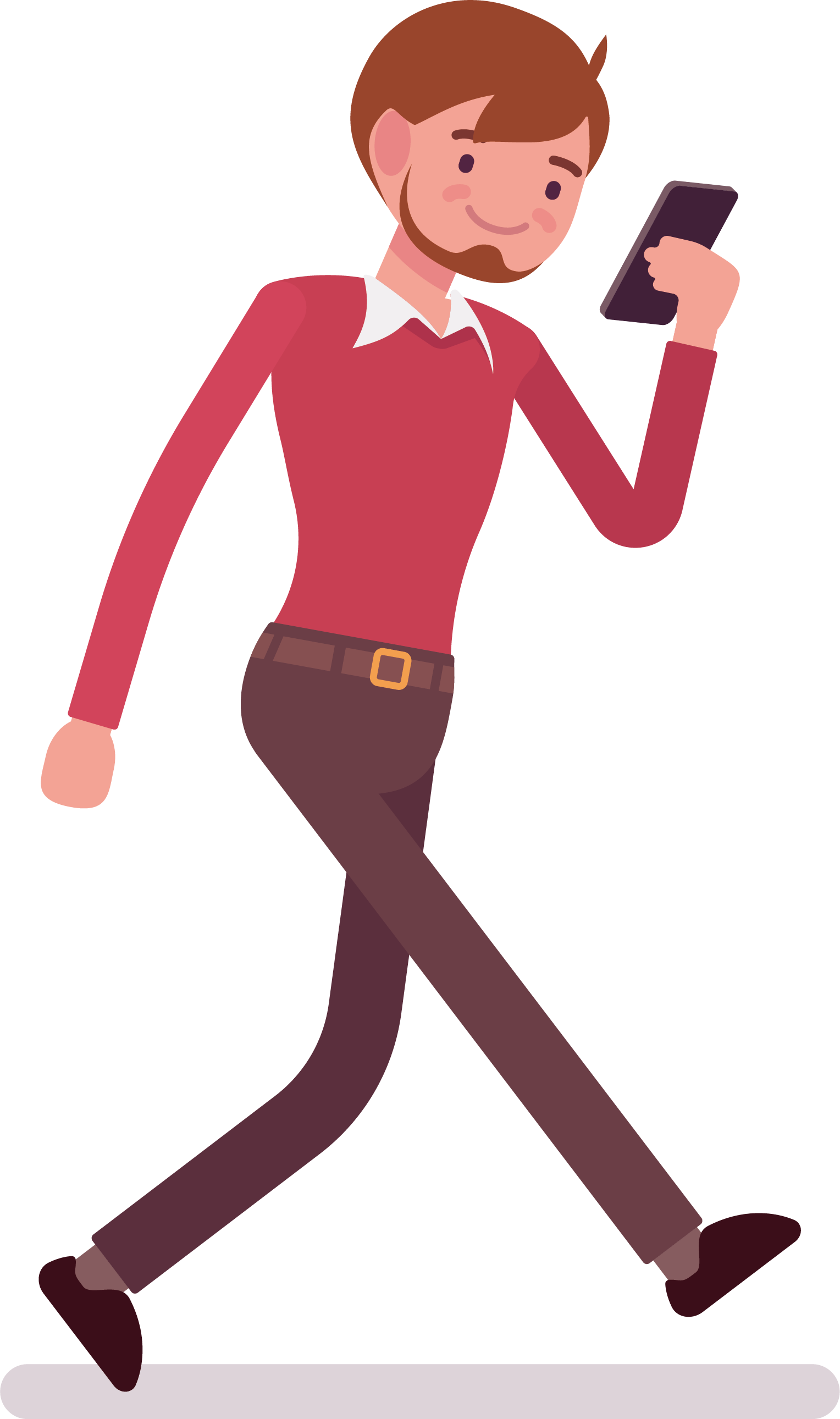 Cartoon Walking Illustration - Cartoon Using Cell Phone (1528x2581)