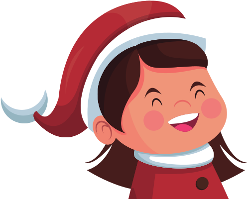 Cute Girl Christmas Cartoon Face - Christmas Day (550x550)