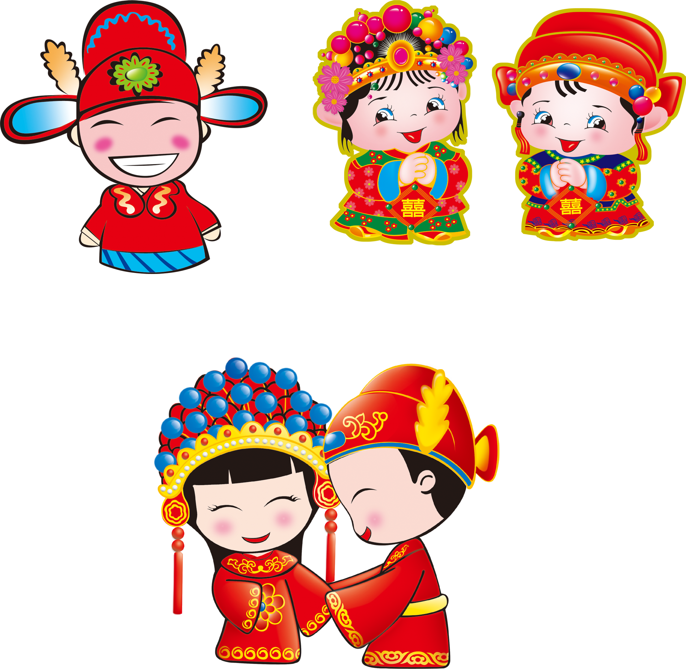 Chinese Marriage Wedding Clip Art - Chinese Wedding Cartoon (2376x2317)