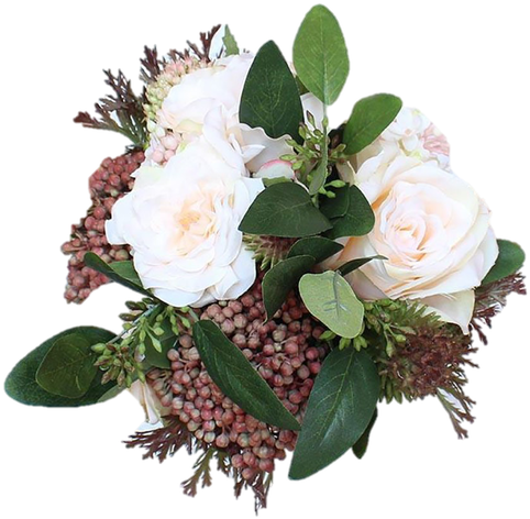 Looking For Peach Wedding Flowers Or Bouquets Get Hassle-free, - Rose, Lilac &thistle Silk Bridal Bouquet In Peach (498x697)