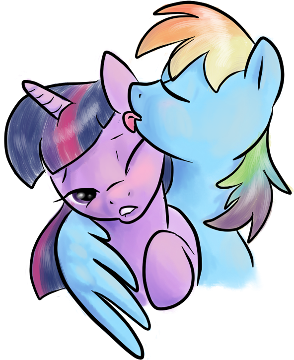 Stealing A Kiss By Northernlightsmlp - Cartoon (592x725)