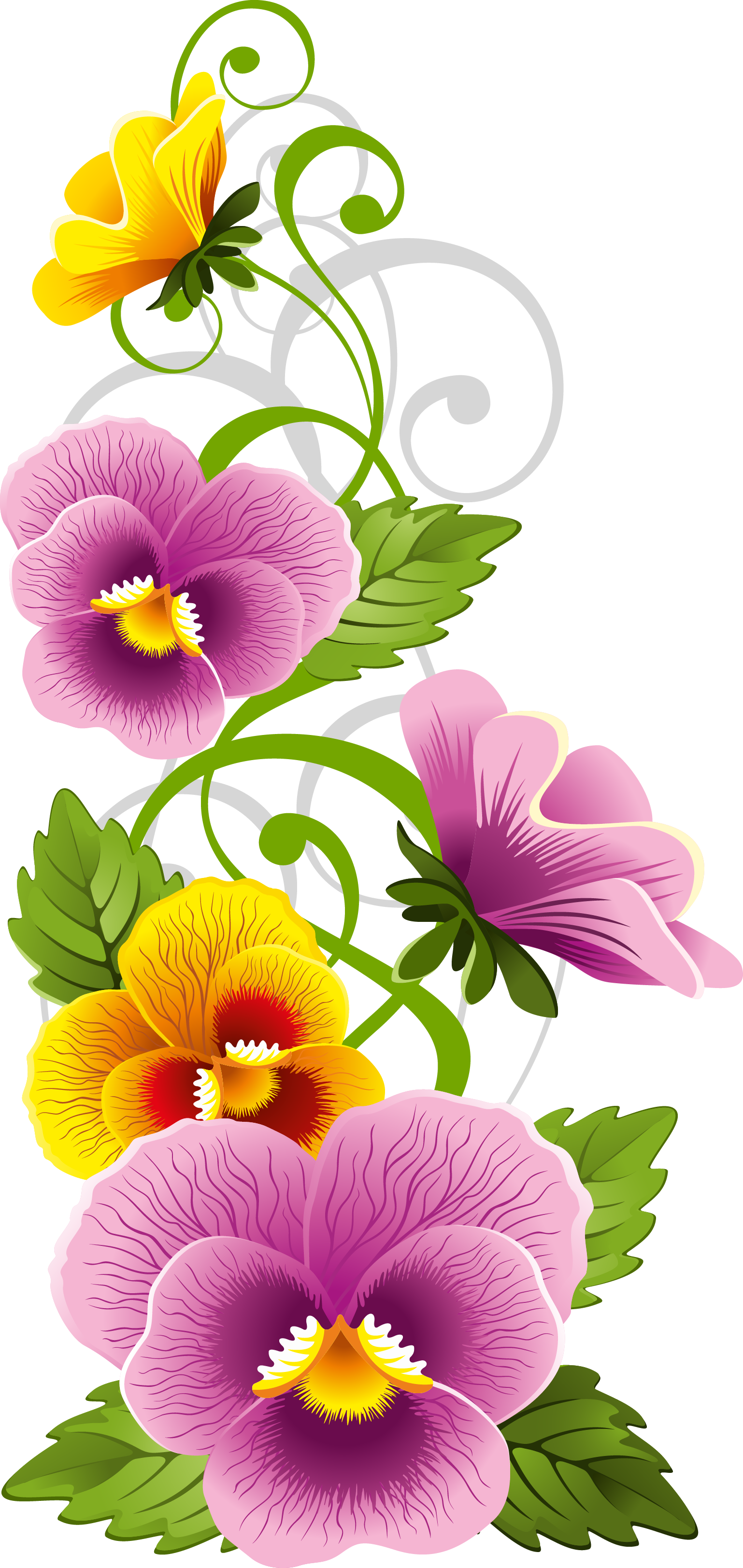 Pansy Clipart Outline - Dibujos De Pensamientos Flores (1538x3247)