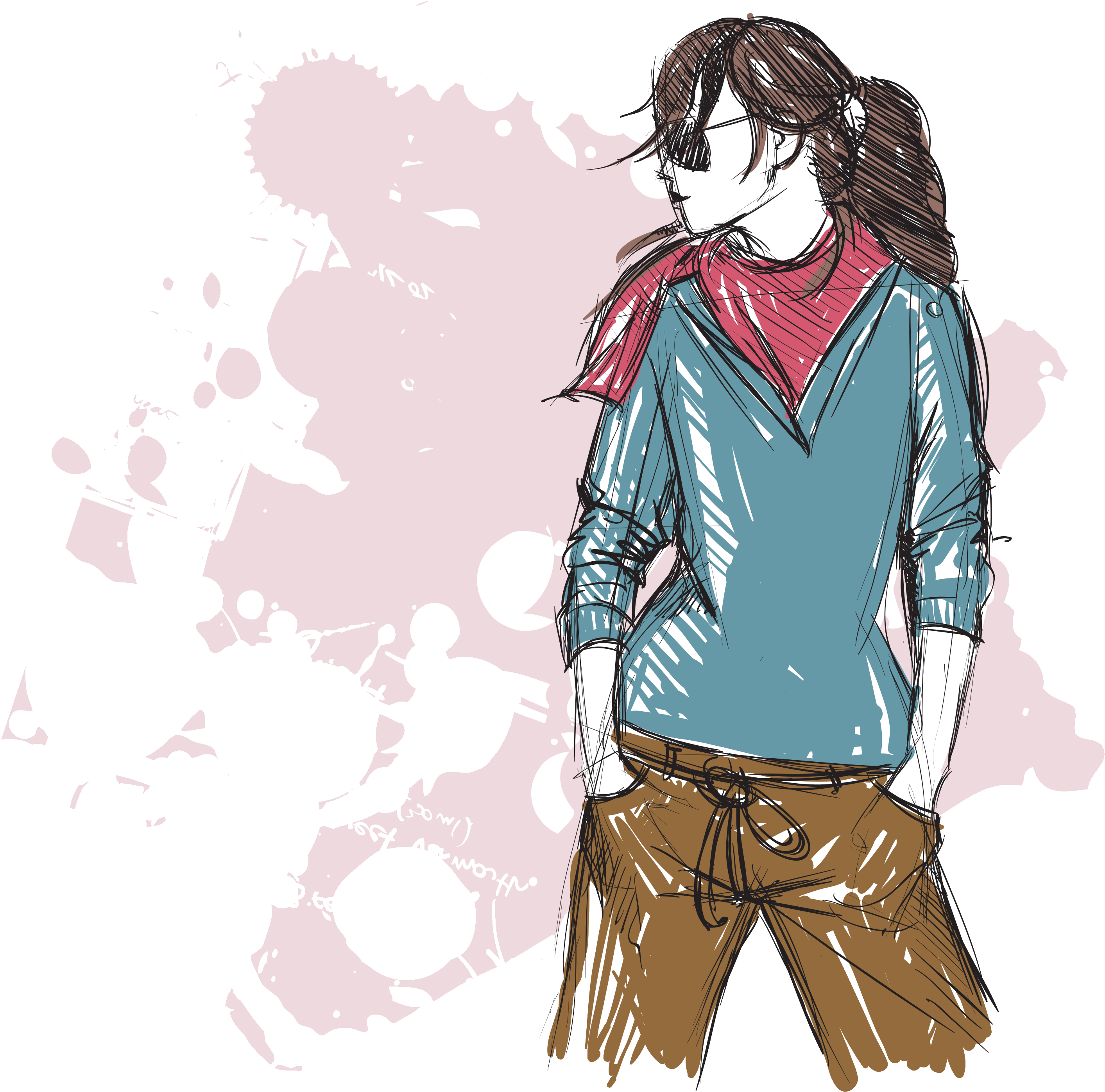 Fashion Girl Png Pic - Drawing (3000x3000)