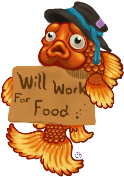 Homeless Goldfish By Victoranox - Cartoon (477x680)