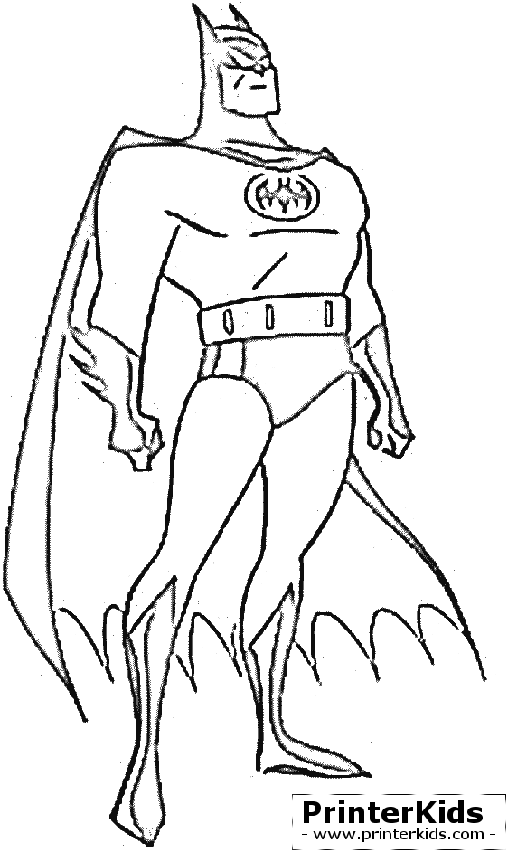 Batman Standing Strong Batman Coloring Page Preview - Printable Superhero Coloring Pages (562x942)