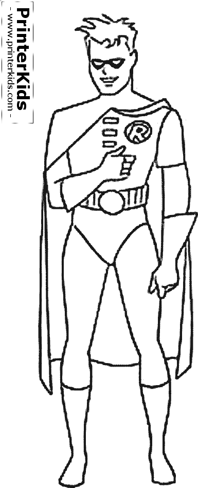 Batman And Robin Coloring Pages On Beautiful Batman - Superhero Robin Coloring Page (404x948)
