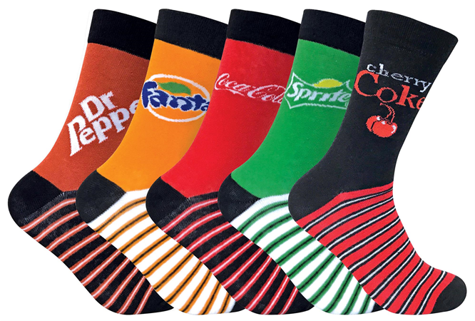 5 Pack Unisex Colourful Striped Novelty Branded Logo - Sock (665x580)