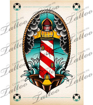 Lighthouse Tattoo Illustration Digital Art By Kaifa's - Lighthouse Tattoo Old School (400x400)
