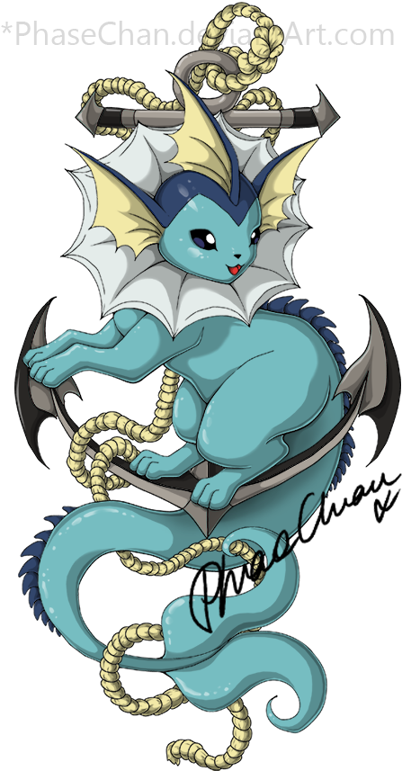 Vaporeon Anchor Tattoo Design - Vaporeon Tattoo (500x890)