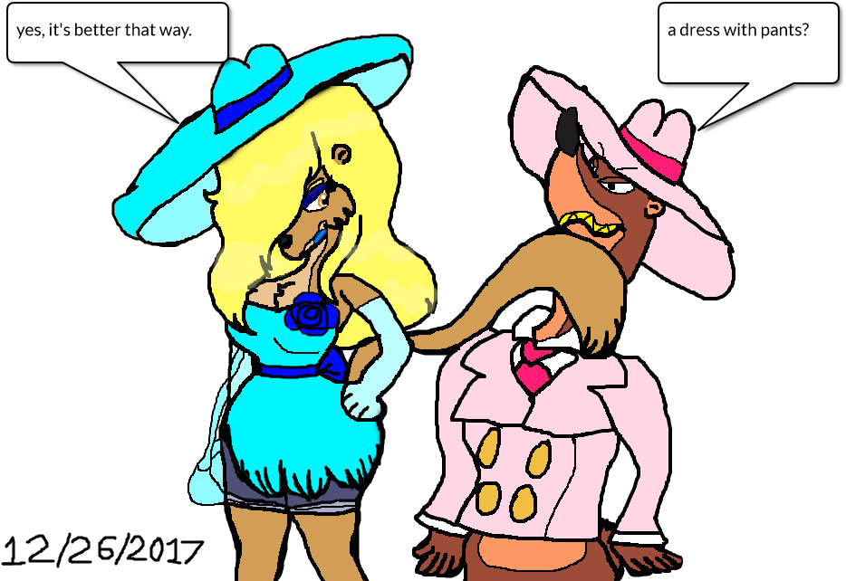 Smarty Handsome In Pink And Bernice Pretty In Blue - Cartoon (1021x729)