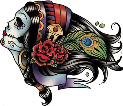 #vagabondco #tattoo #ink #rackie #tattoos #inked - Day Of The Dead Girl Profile Tattoo (413x358)