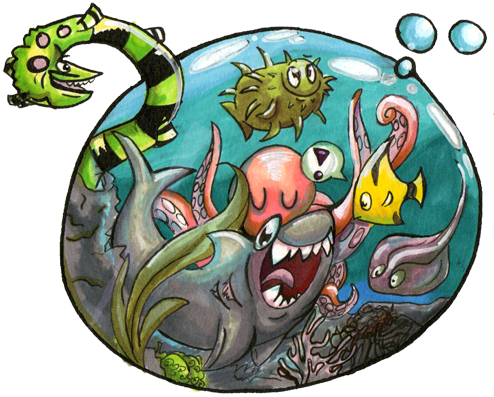 Under Da Sea Tattoo For A Guy By Moopdrea - Cartoon (494x397)