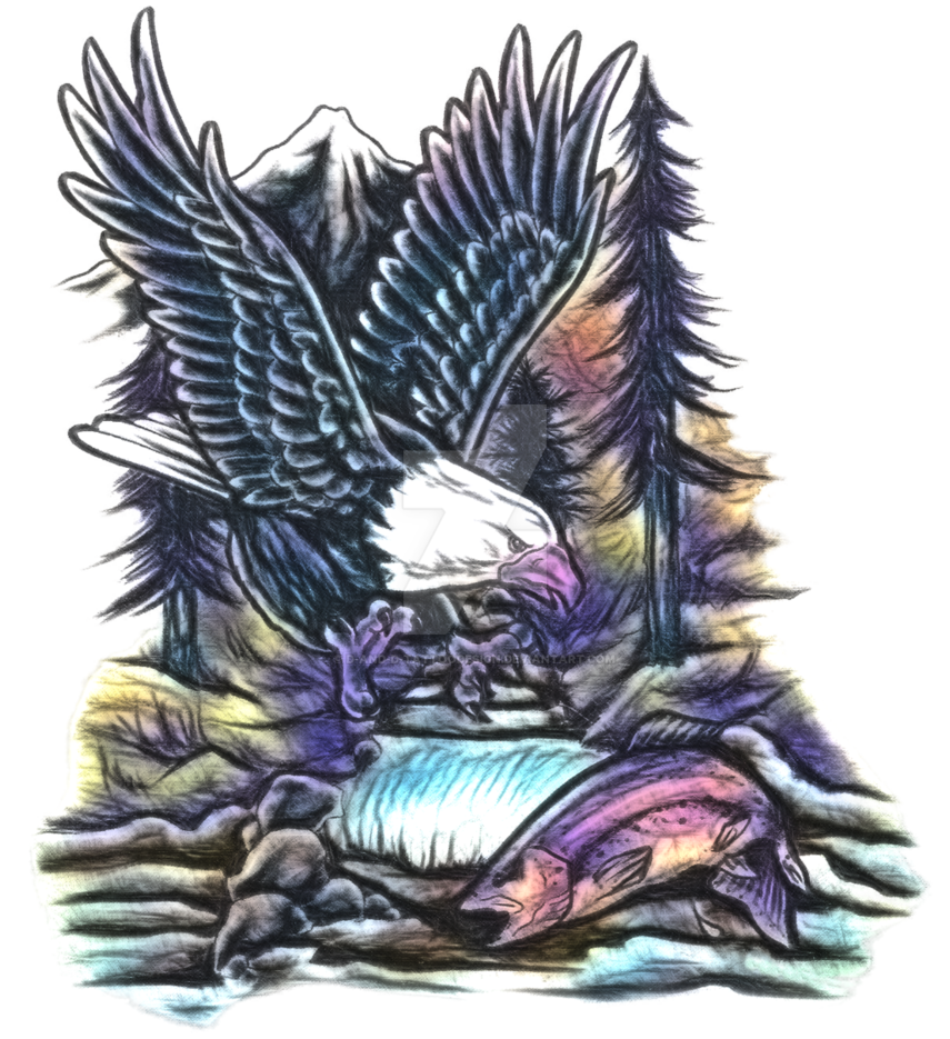 Eagle And Trout4 By D And D Tattoodesign - Dungeons & Dragons (855x935)