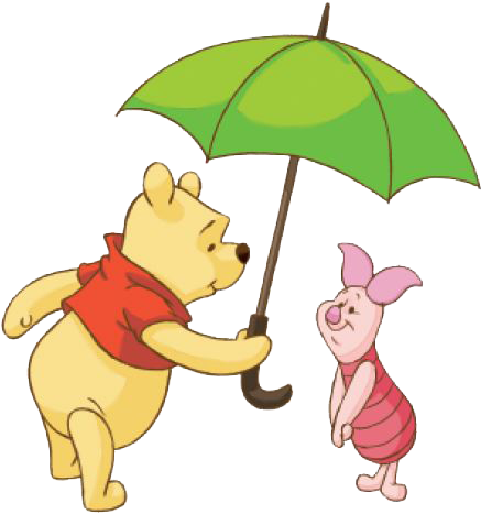 Pooh Give Piglet Umbrella Clipart - Homeschooling (450x481)
