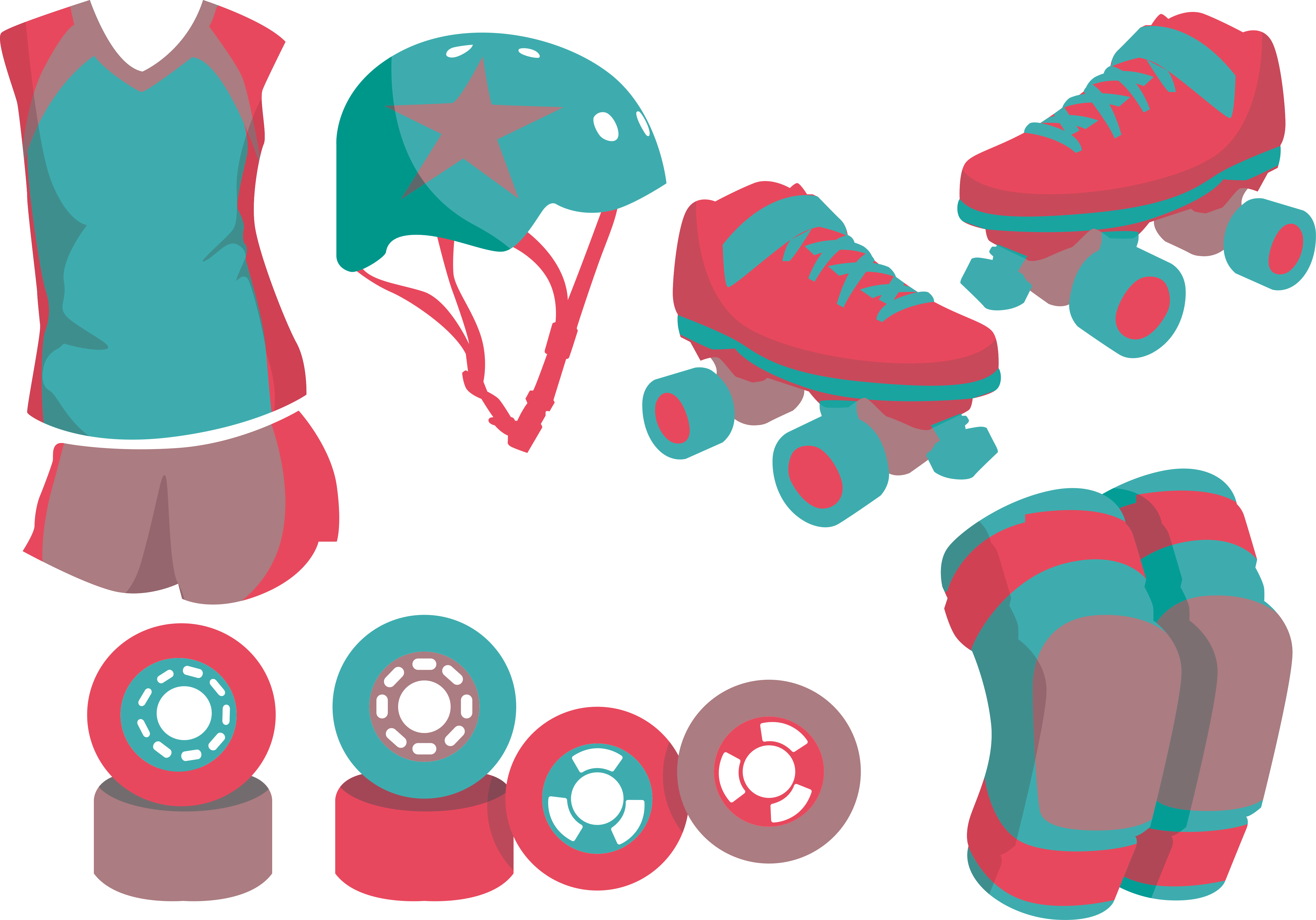 Roller Derby Roller Skating Roller Skates Clip Art - Euclidean Vector (4961x3466)