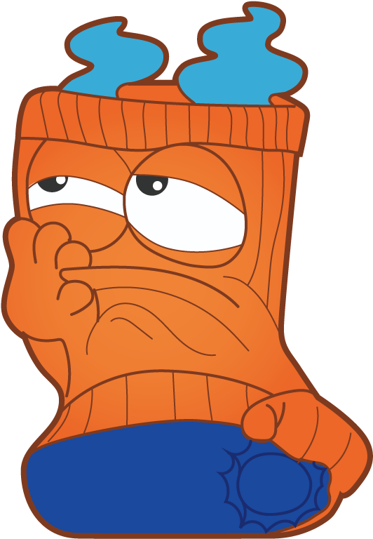 Sweat Sox - Orange - Animated Cartoon (1000x1000)