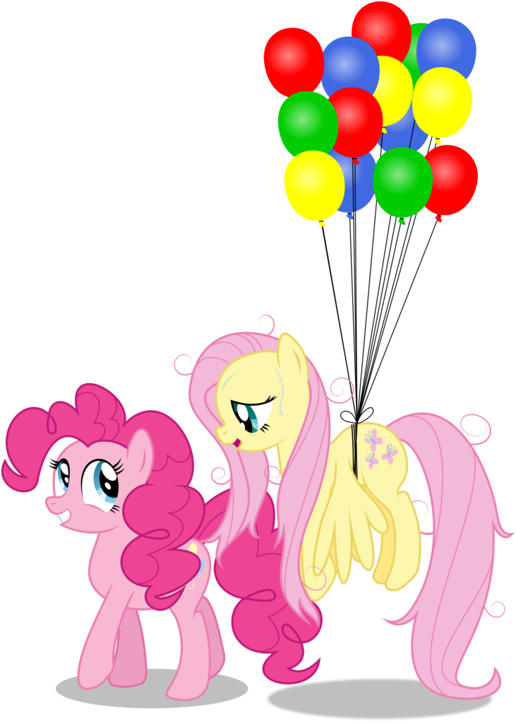Masem, Balloon, Floating, Fluttershy, Pinkie Pie, Safe, - Cartoon (731x1024)