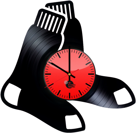 Boston Red Sox Handmade Vinyl Record Wall Clock Fan - Boston Red Sox Logo (580x580)