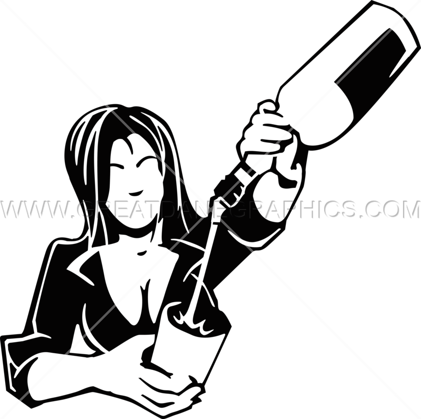 Female Bartender Production Ready Artwork For Tshirt - Clip Art (825x821)