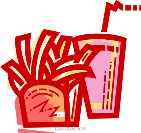 French Fries And A Soft Drink Royalty Free Vector Clip - Clip Art (480x453)