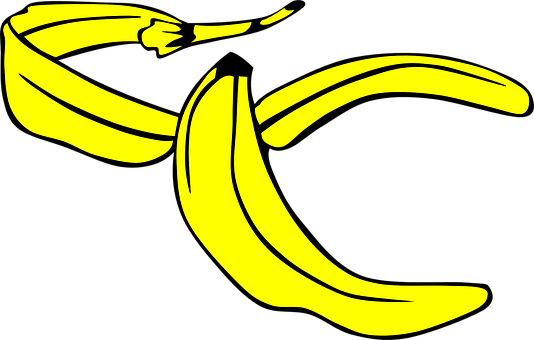 Banana Yellow Peel Slip Fruit Ripe Skin Tr - Banana Peel Clip Art (534x340)