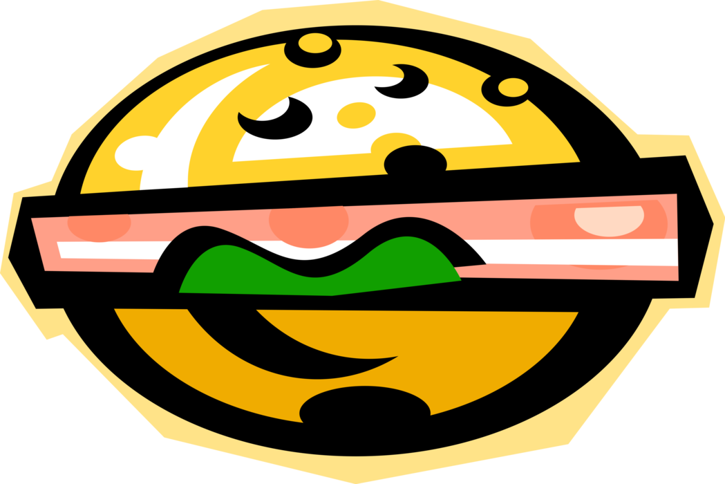 Vector Illustration Of Sandwich Sliced Cheese Or Meat - Vector Illustration Of Sandwich Sliced Cheese Or Meat (1049x700)