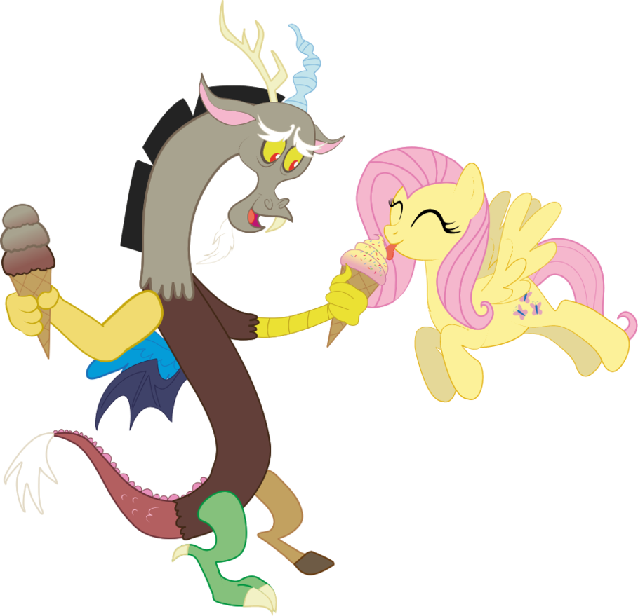 Icecream With Discord By Raggyrabbit94 - Fluttershy (909x879)