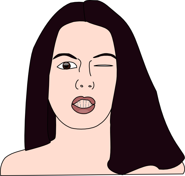 Eye Wink Clip Art At Clker - Cartoon With No Lips (600x571)