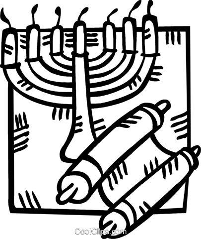 Menora Und Ein Scroll Vektor Clipart Bild - Menora Und Ein Scroll Vektor Clipart Bild (405x480)