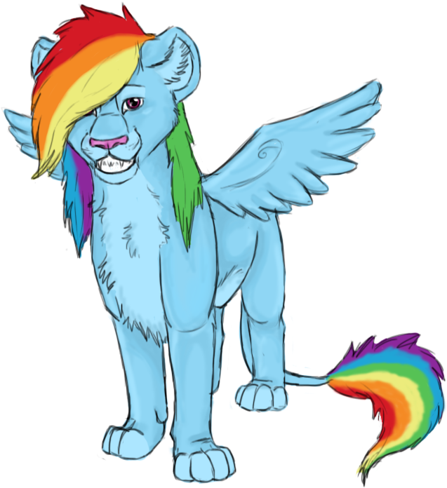 Sambirani, Female, Lion, Lionbow Dash, Lioness, Lionified, - Rainbow Dash As A Lion (680x748)