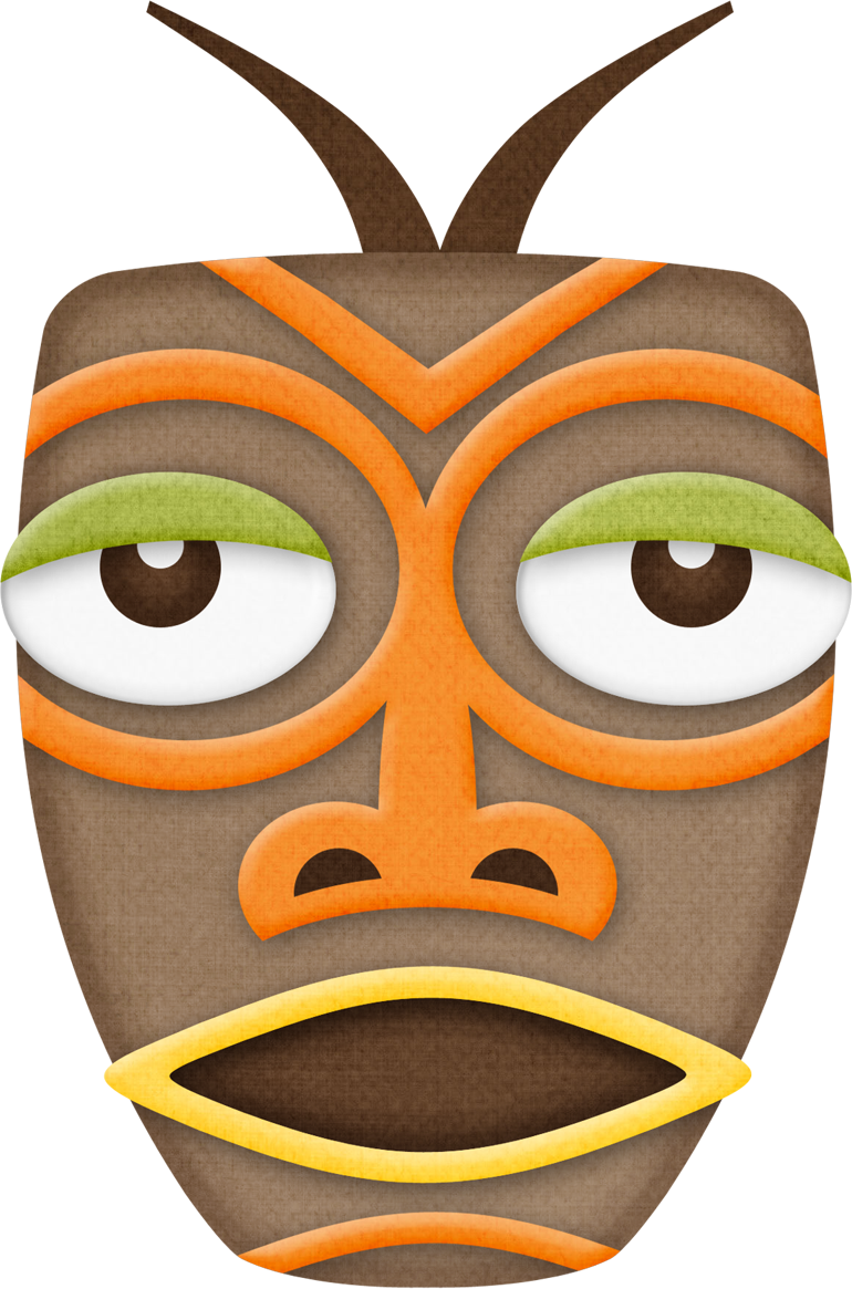 Hawaiian Aloha Tropical - Mascara De Tribu Png (770x1165)