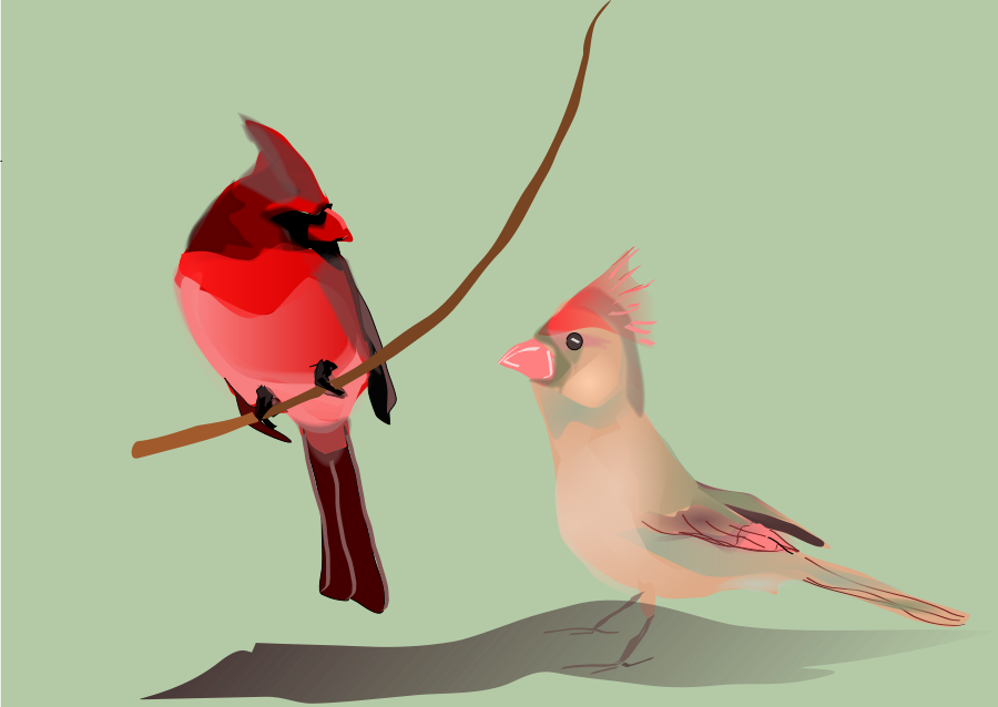 This Free Clip Arts Design Of Birds In Tree Branches - Painted Cardinal Pendant, Necklace Or Key Chain - Choice (900x638)