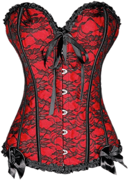 Red Corset With Black Lace - X Sexy Women Steampunk Clothing Gothic Plus Size Corsets (600x600)