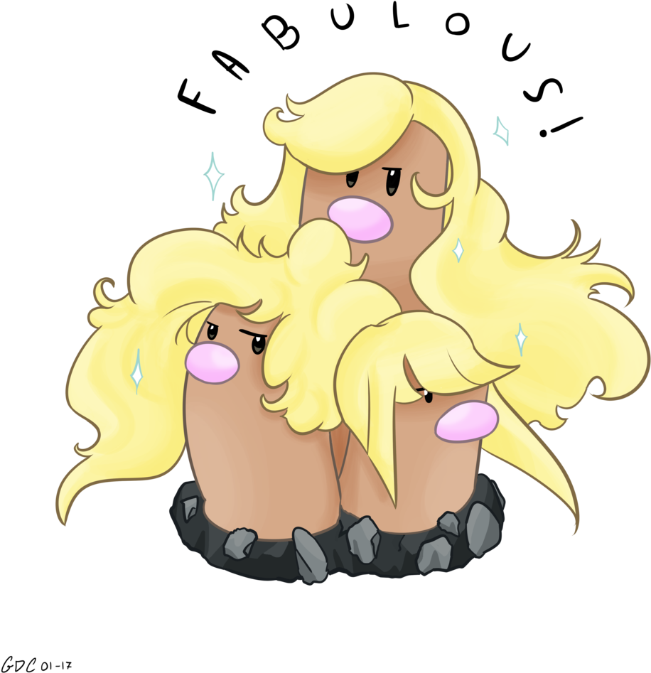 Alolan Dugtrio Fan Art (1024x1054)