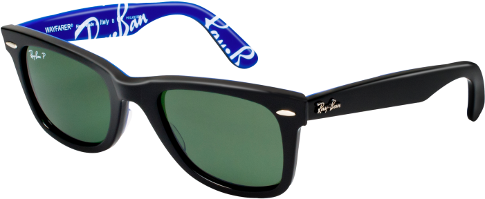 Original Wayfarer Top Black On Blue Logo Mania Crystal - Top Ray Ban Sunglasses (840x490)