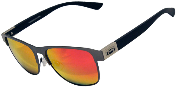 Matte Gun Metal W/matte Black, Smoke Lens W/red Revo - Polarized Light (607x608)