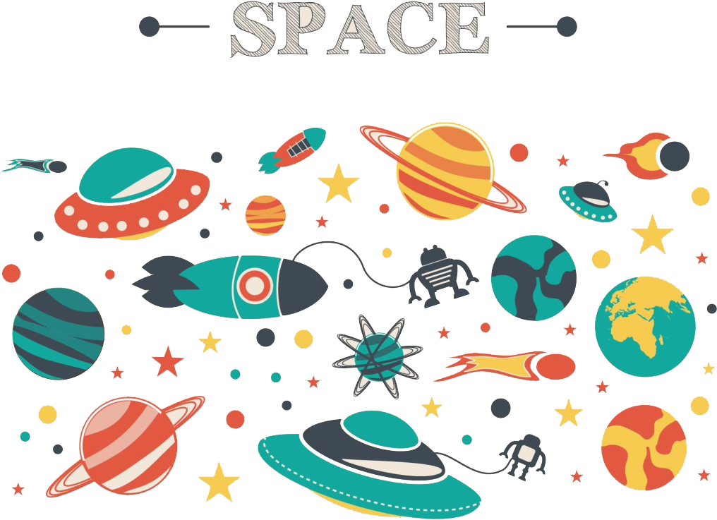 Spacecraft Outer Space Cartoon Illustration - Space Backgrounds Clipart Free (1024x1024)