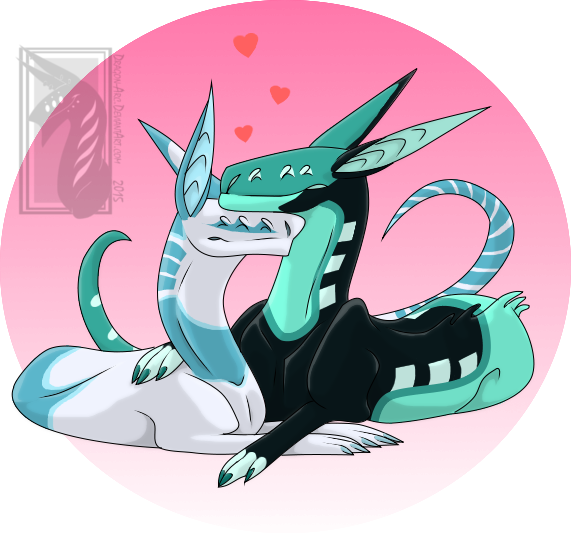 Lovebird Snuggles By Dragon-arc - Cartoon (571x533)