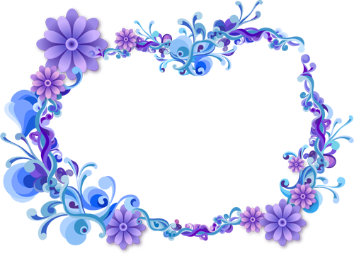 Blue Flower Frame Png (500x361)