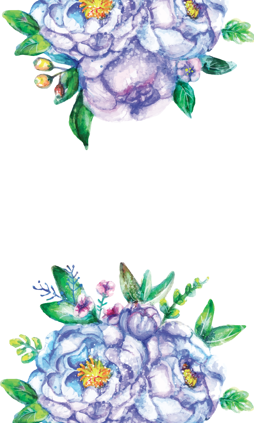 Blue Floral - Clip Art (1039x1732)